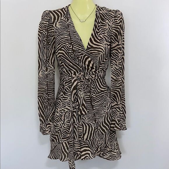 REFORMATION ZEBRA PRINT WRAP DRESS NWOT SZ SM 4-6 - Picture 1 of 8